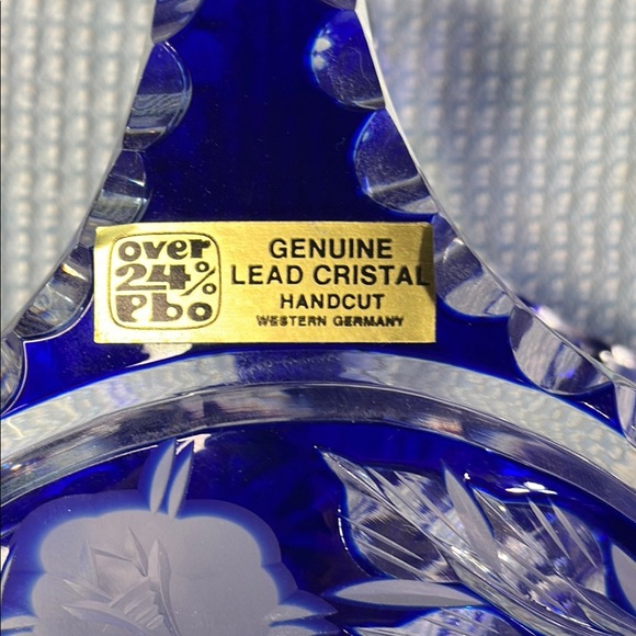 Genuine Lead Crystal Blue Basket hand cut in Western Germany! - Picture 7 of 7
